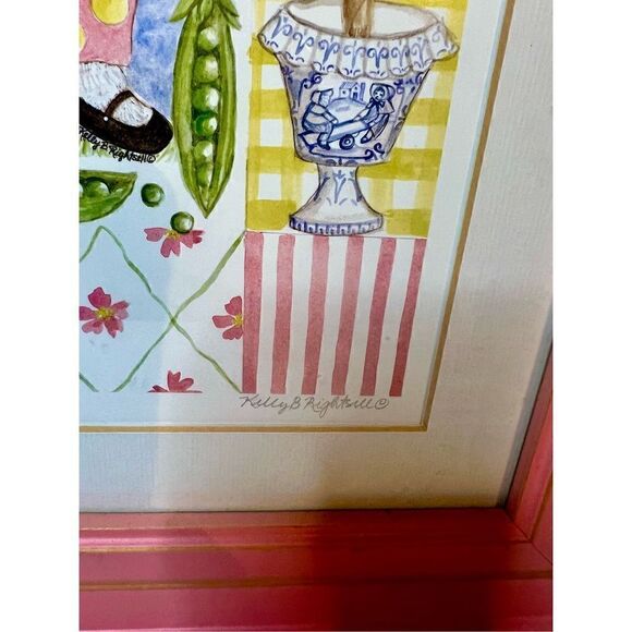 Bunny Print W Pink Frame 18” X 16” Signed By Artist Kelly B Rightsell - Picture 6 of 14